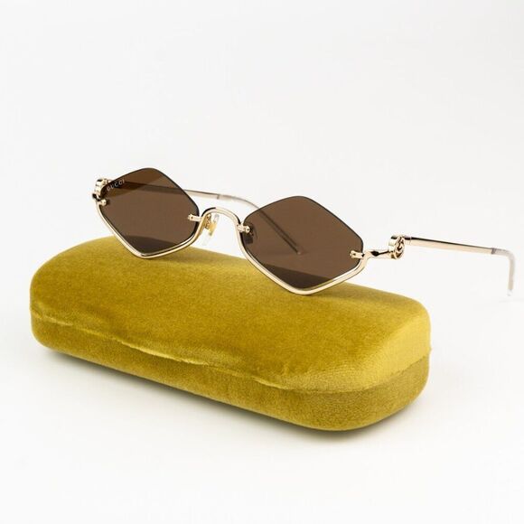 NEW Gucci GG1604S 002 Gold Brown Geometric Women Sunglasses main image 10